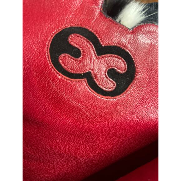 ESCADA Mink Trim Knee High Suede Stiletto Boots Shoes Black White Fur 39.5 9.5 - Picture 6 of 8